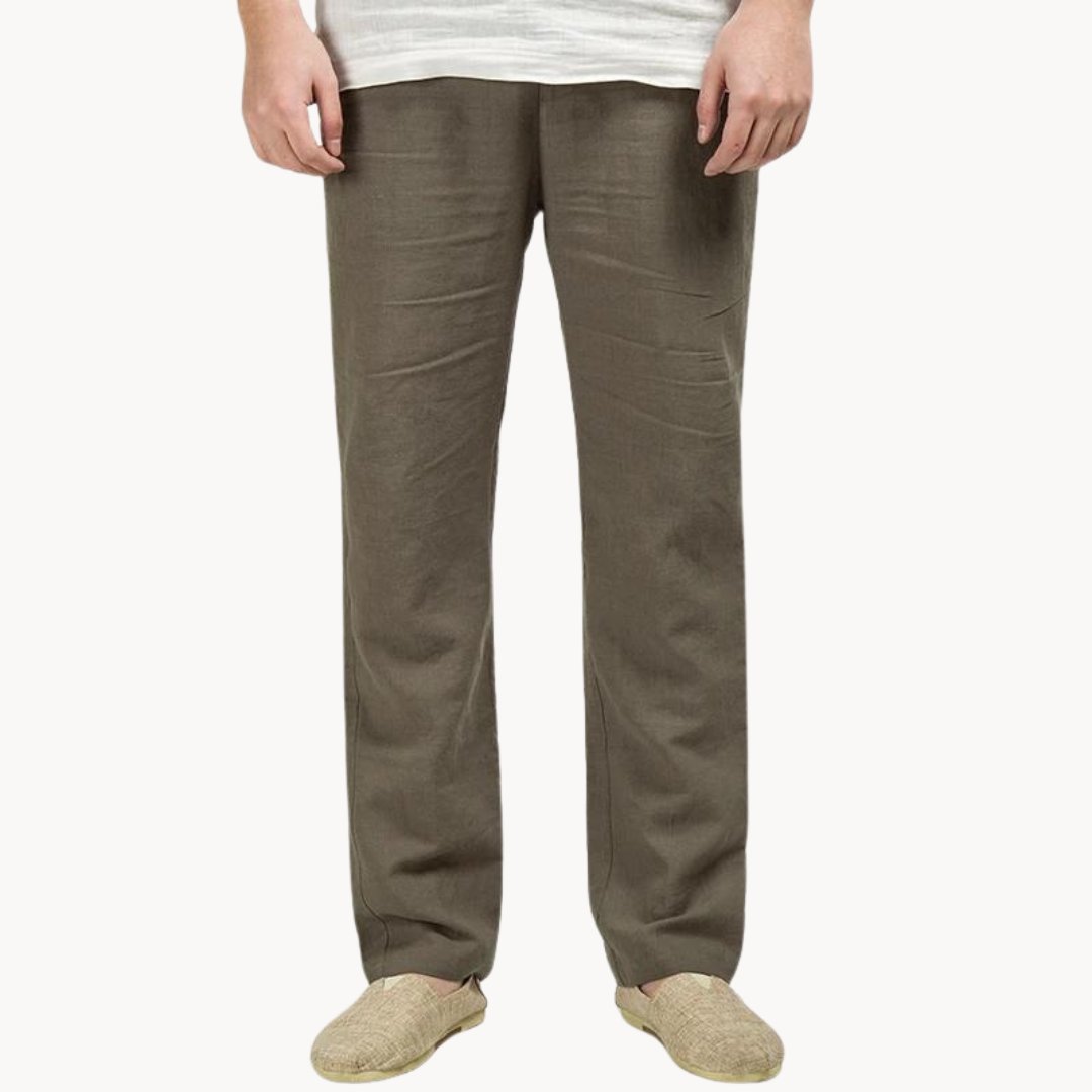 MATEO – Pantalones de lino de corte recto con cintura elástica para hombre