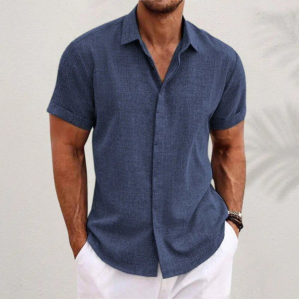DIEGO – Camisa de lino de manga corta con botones para hombre