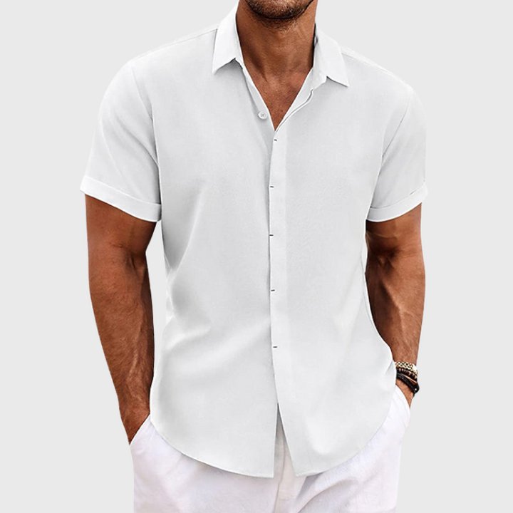 DIEGO – Camisa de lino de manga corta con botones para hombre