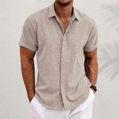 DIEGO – Camisa de lino de manga corta con botones para hombre