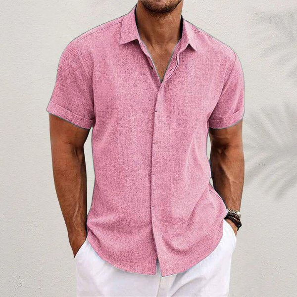 DIEGO – Camisa de lino de manga corta con botones para hombre