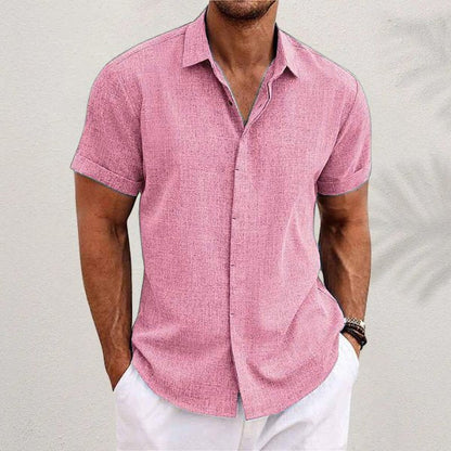 DIEGO – Camisa de lino de manga corta con botones para hombre