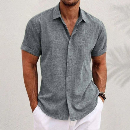 DIEGO – Camisa de lino de manga corta con botones para hombre
