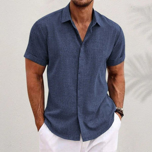 DIEGO – Camisa de lino de manga corta con botones para hombre