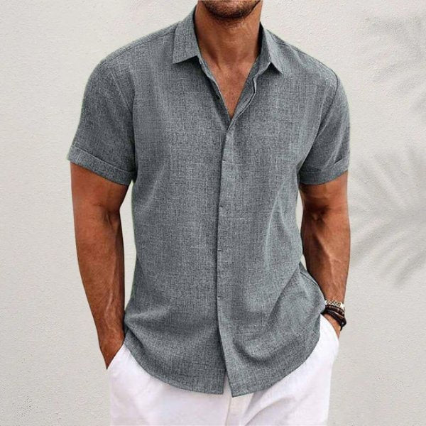 DIEGO – Camisa de lino de manga corta con botones para hombre