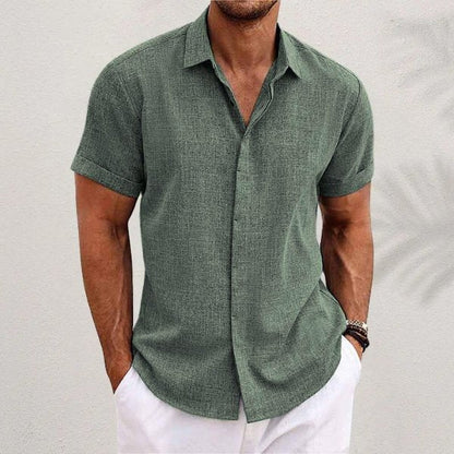 DIEGO – Camisa de lino de manga corta con botones para hombre