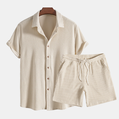 Kaelis – Conjunto casual de camisa y pantalón corto para hombre