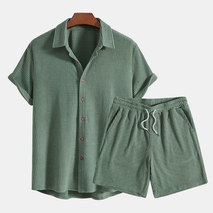 Kaelis – Conjunto casual de camisa y pantalón corto para hombre