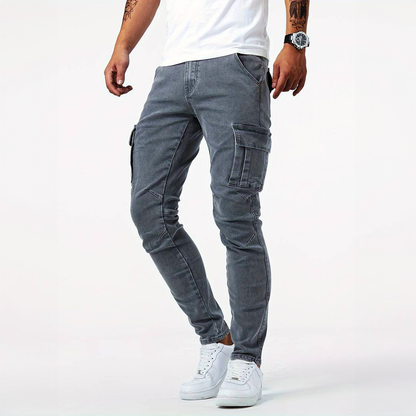 Tervon – Pantalón cargo ajustado con bolsillos utilitarios para hombre