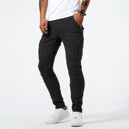 Tervon – Pantalón cargo ajustado con bolsillos utilitarios para hombre