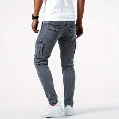 Tervon – Pantalón cargo ajustado con bolsillos utilitarios para hombre
