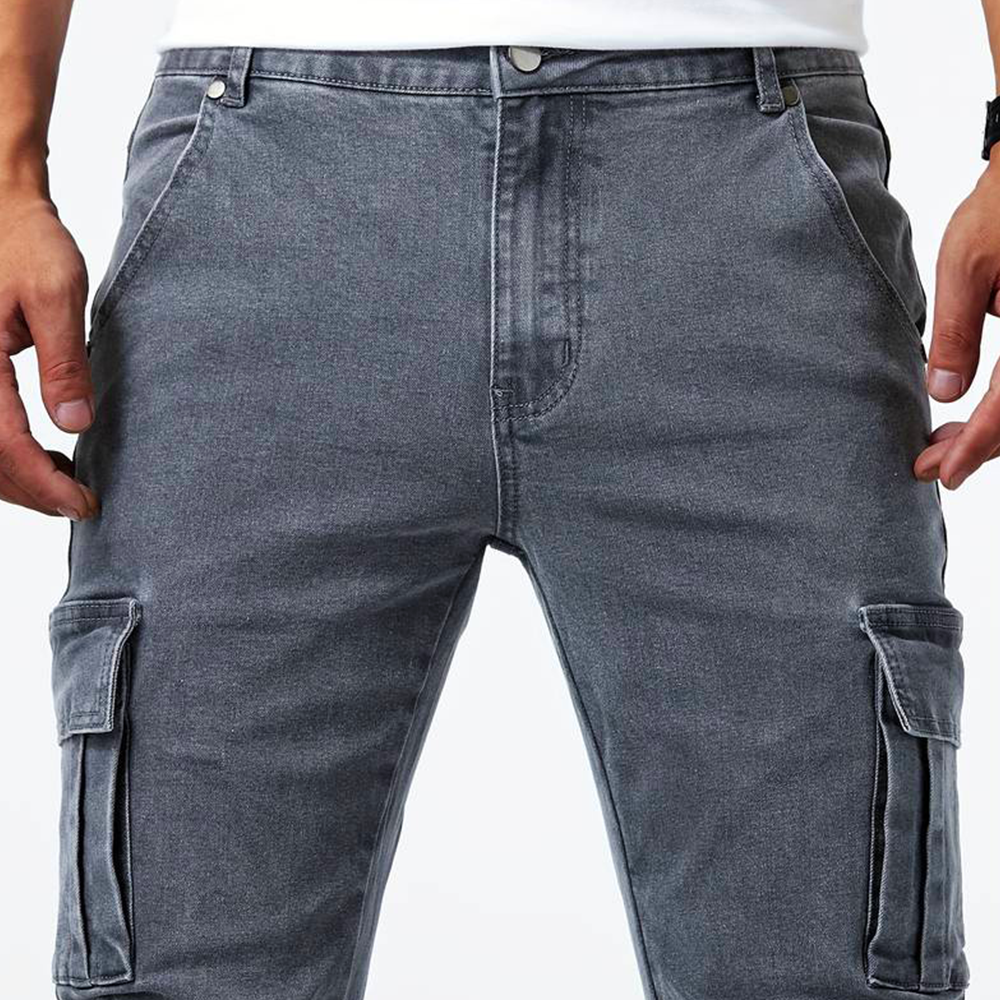 Tervon – Pantalón cargo ajustado con bolsillos utilitarios para hombre