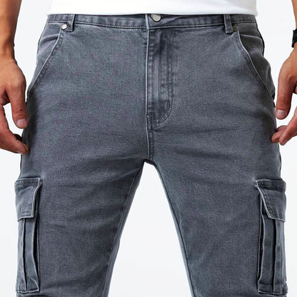 Tervon – Pantalón cargo ajustado con bolsillos utilitarios para hombre
