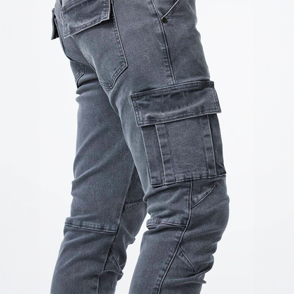 Tervon – Pantalón cargo ajustado con bolsillos utilitarios para hombre