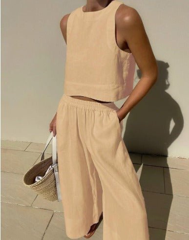 Conjunto veraniego de top corto y pantalón de talle alto – VÉRA
