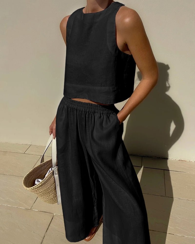 Conjunto veraniego de top corto y pantalón de talle alto – VÉRA