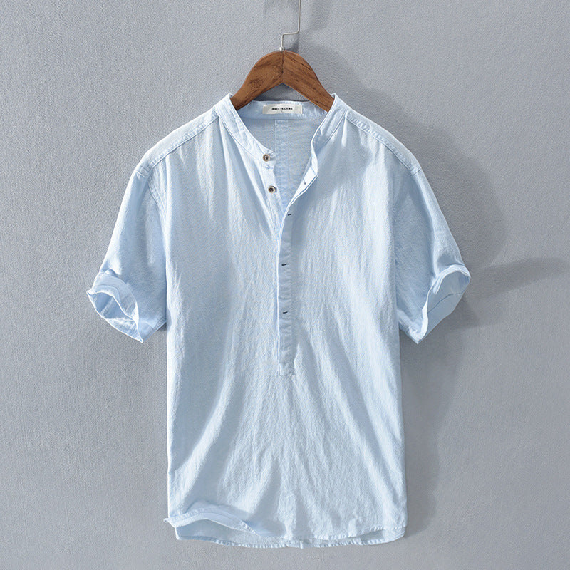 Camisa de lino ligera y transpirable de manga corta para hombre – DARIO