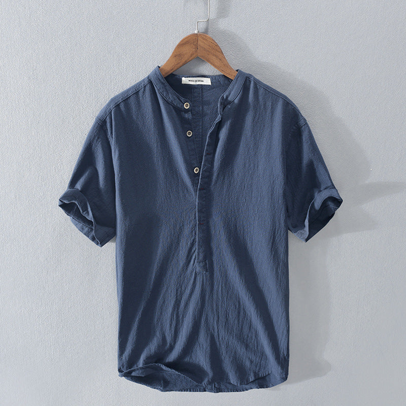 Camisa de lino ligera y transpirable de manga corta para hombre – DARIO