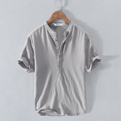 Camisa de lino ligera y transpirable de manga corta para hombre – DARIO