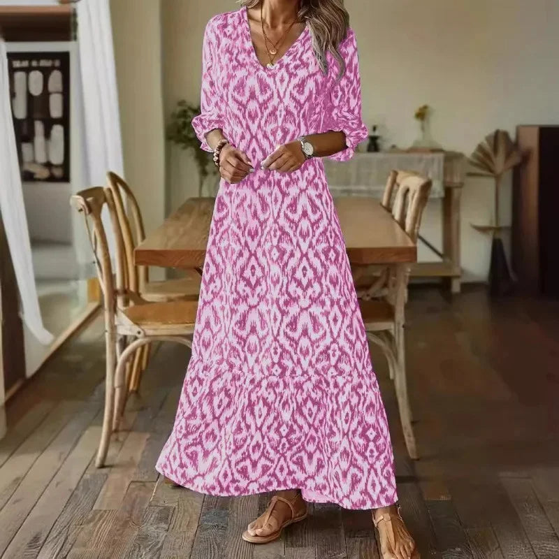 Solara – Vestido de verano con escote en V y mangas semicortas para mujer