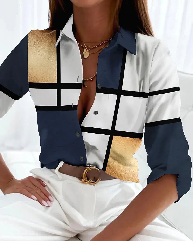 VIOLETA – Camisa de mujer con estampado geométrico abstracto