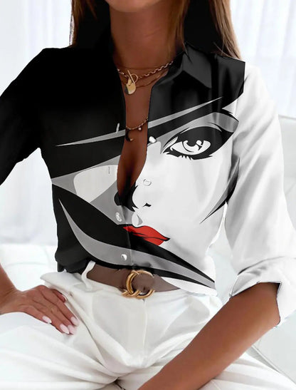 VIOLETA – Camisa de mujer con estampado geométrico abstracto