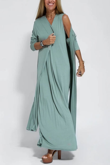 CAMILA – Vestido largo de talla grande sin mangas con escote en V