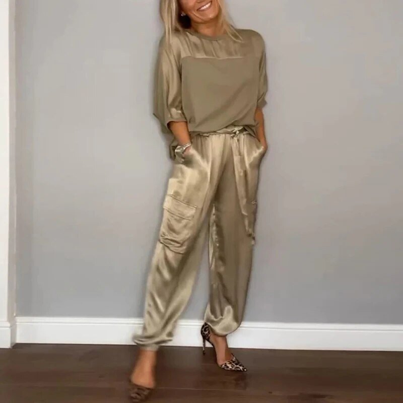 SOFÍA – Conjunto de dos piezas de talla grande con pantalones cargo y cordón ajustable