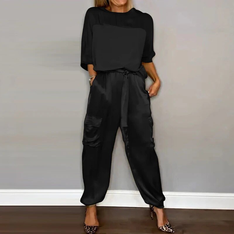 SOFÍA – Conjunto de dos piezas de talla grande con pantalones cargo y cordón ajustable