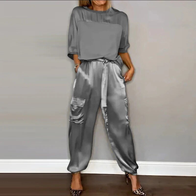 SOFÍA – Conjunto de dos piezas de talla grande con pantalones cargo y cordón ajustable
