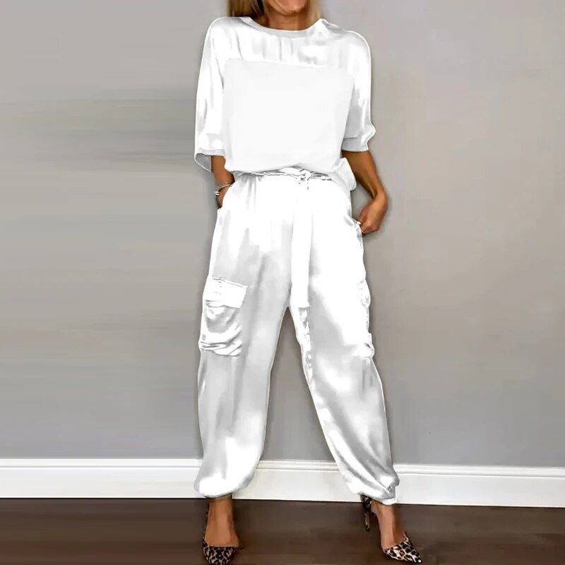 SOFÍA – Conjunto de dos piezas de talla grande con pantalones cargo y cordón ajustable