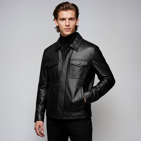 MACKSTON – Cazadora de piel sintética para hombre con estilo atemporal