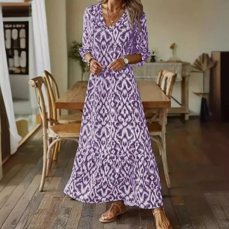 Solara – Vestido de verano con escote en V y mangas semicortas para mujer