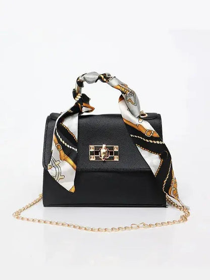 Bolso de mano elegante con cadena y pañuelo decorativo – CALISSA