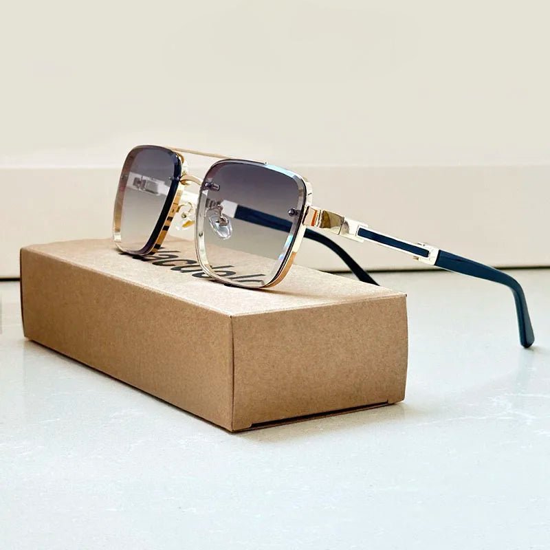 LEONARDO – Gafas de sol retro con montura dorada, lentes degradados y protección UV400