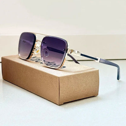 LEONARDO – Gafas de sol retro con montura dorada, lentes degradados y protección UV400