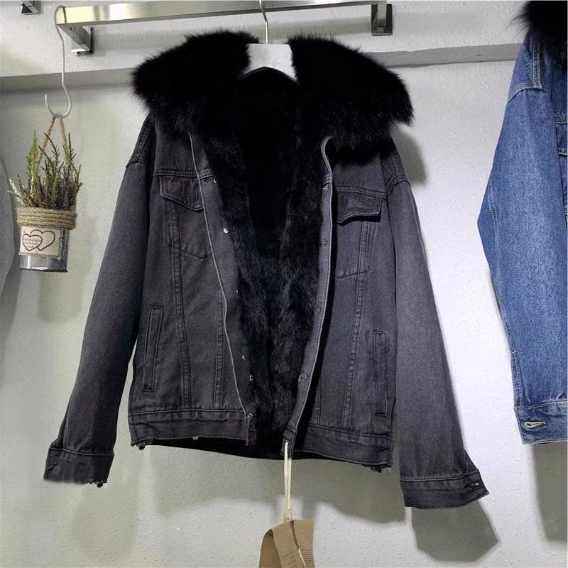 SERAPHINA - Clásica chaqueta vaquera para mujeres con forro de piel