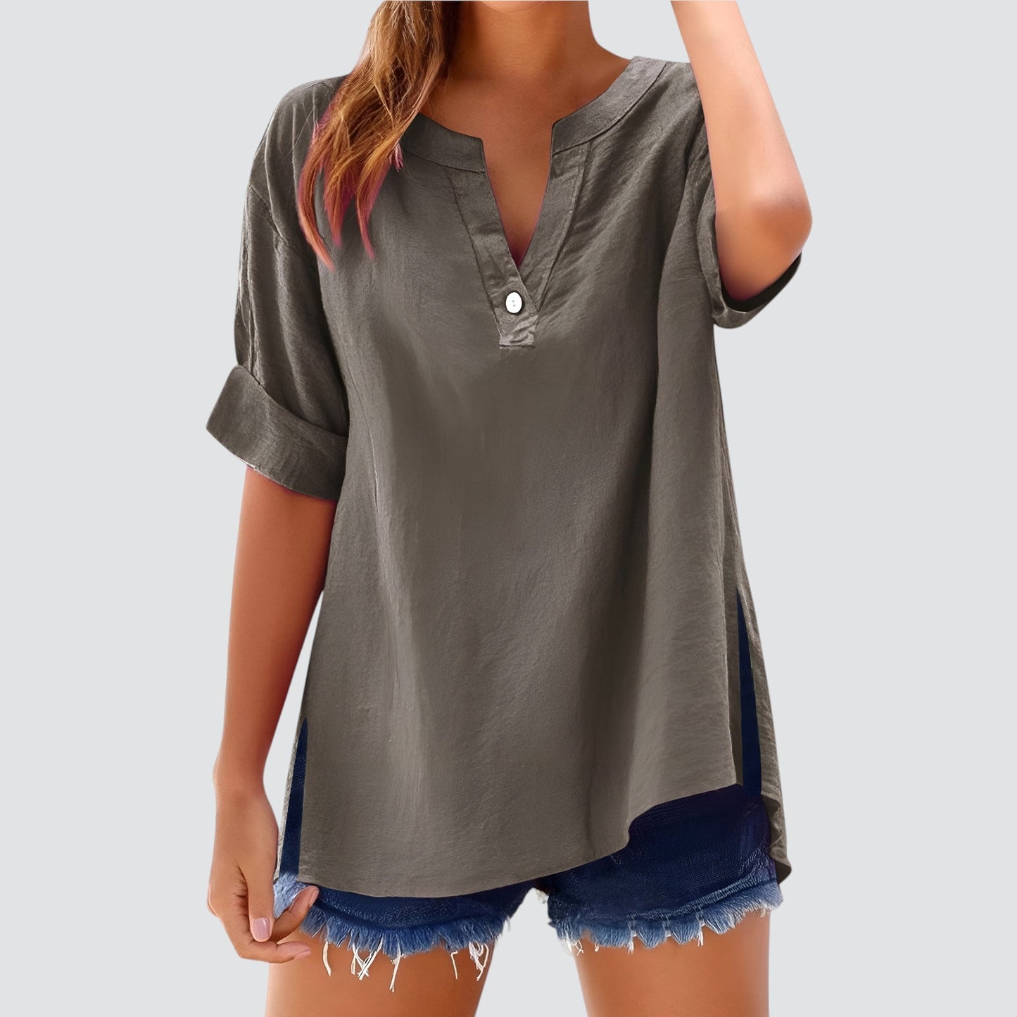 Túnica holgada de mujer con escote en V – MIRETTE