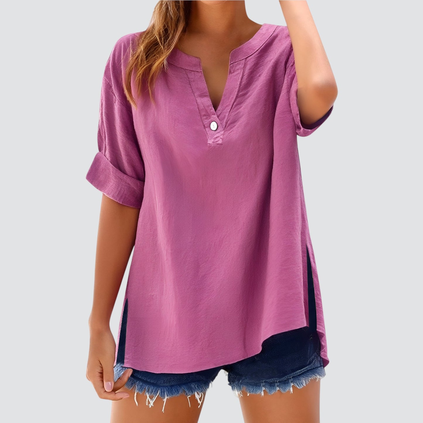 Túnica holgada de mujer con escote en V – MIRETTE