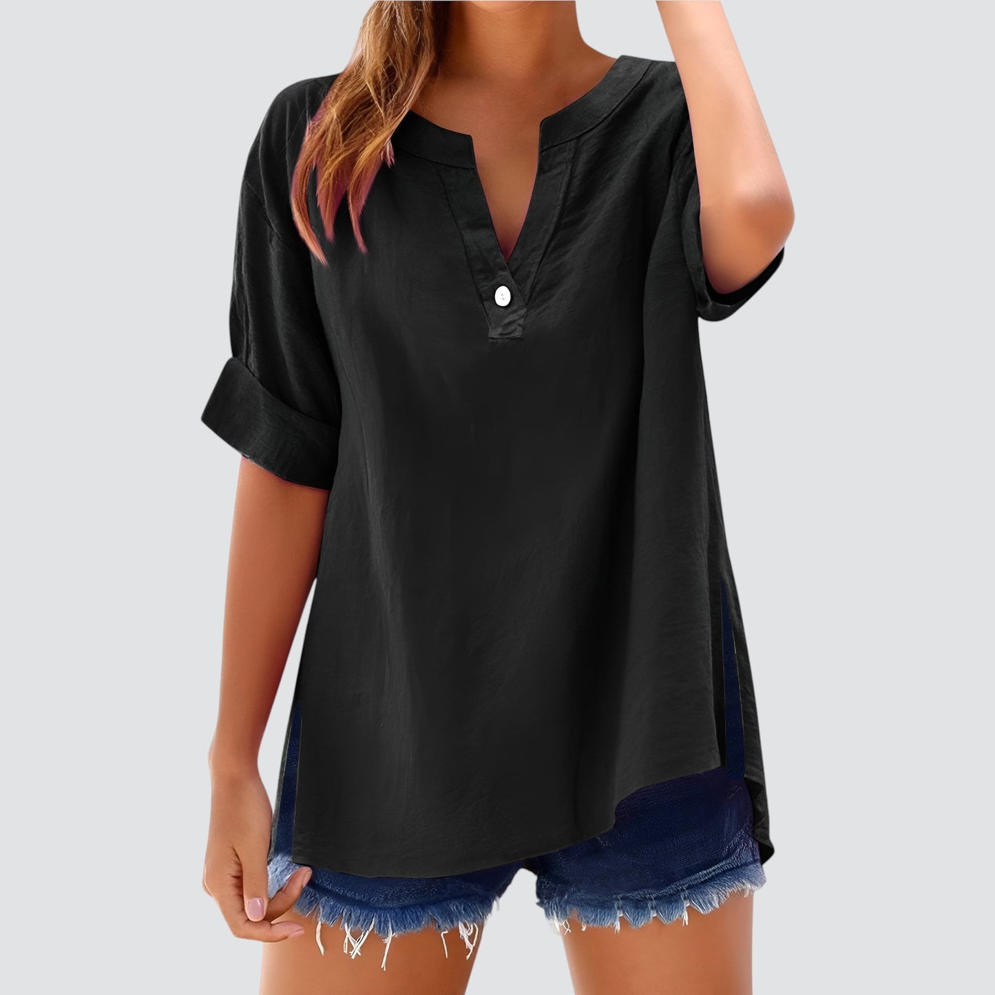 Túnica holgada de mujer con escote en V – MIRETTE