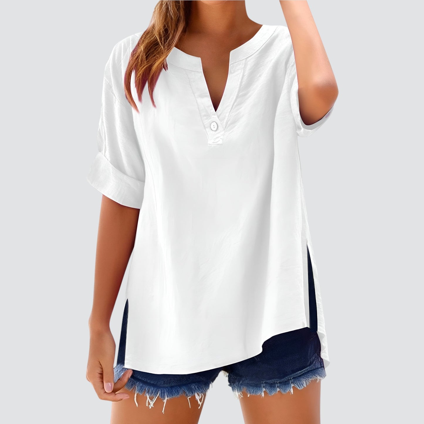 Túnica holgada de mujer con escote en V – MIRETTE