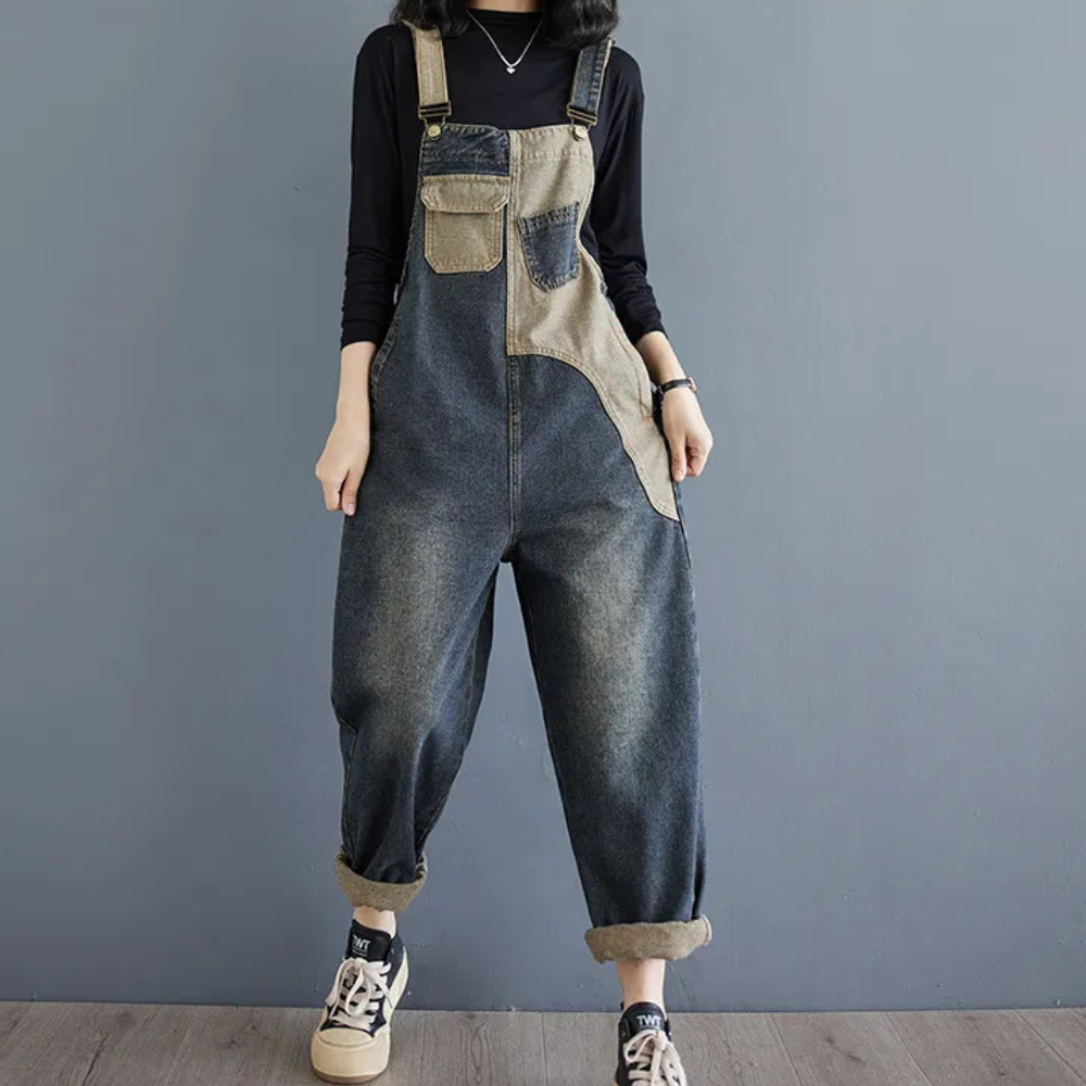 LIA - Peto vaquero vintage patchwork para mujer