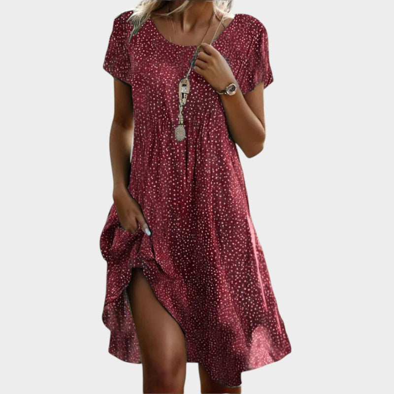 Vestido suelto fluido con escote en pico y manga ligera – MAELIA SOFT