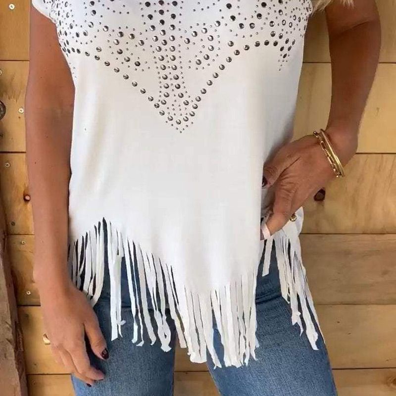 Top corto con flecos y estilo bohemio chic – TESSA