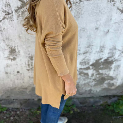 Túnica de mujer de punto suave con diseño relajado y laterales ventilados – CELINE