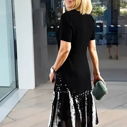 Aurelia – Vestido midi estampado con mangas cortas en corte A para mujer