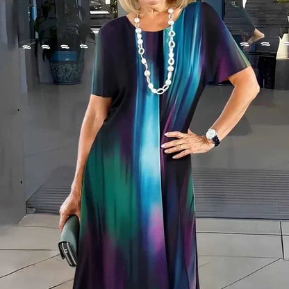 Aurelia – Vestido midi estampado con mangas cortas en corte A para mujer