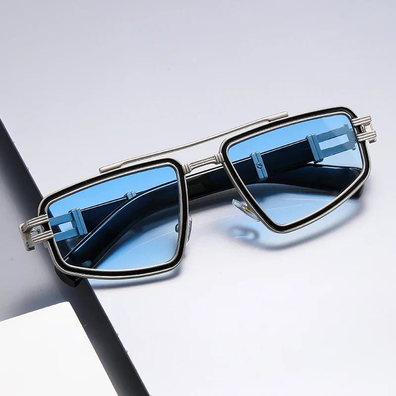 LEON – Gafas de sol con montura metálica angular, doble puente y protección UV400