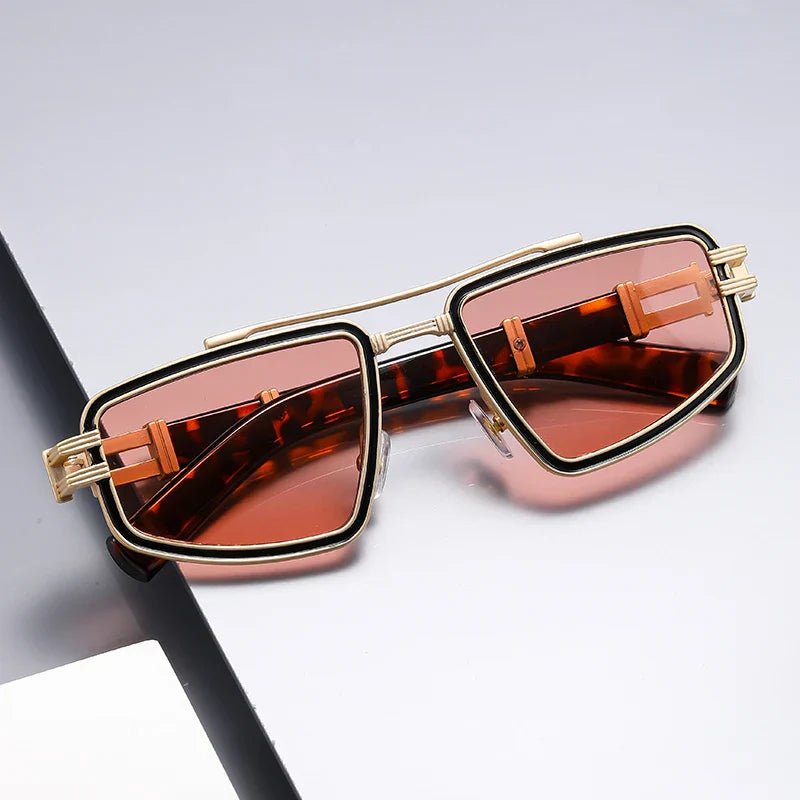 LEON – Gafas de sol con montura metálica angular, doble puente y protección UV400