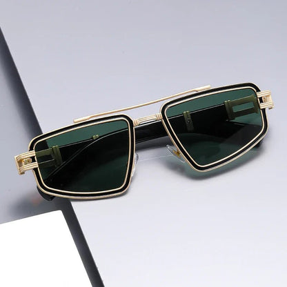 LEON – Gafas de sol con montura metálica angular, doble puente y protección UV400